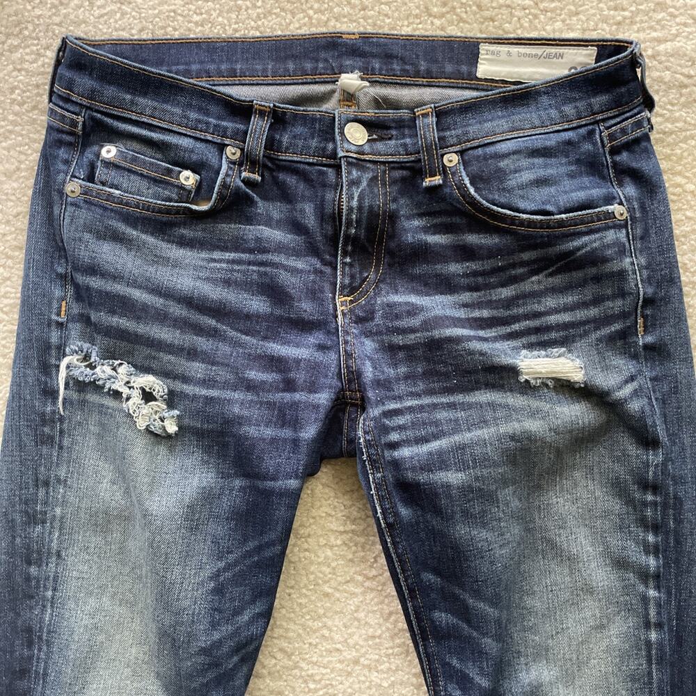 Rag & Bone Women’s Jeans Size 26 The Dre Medium Wash Blue Distressed Preowned